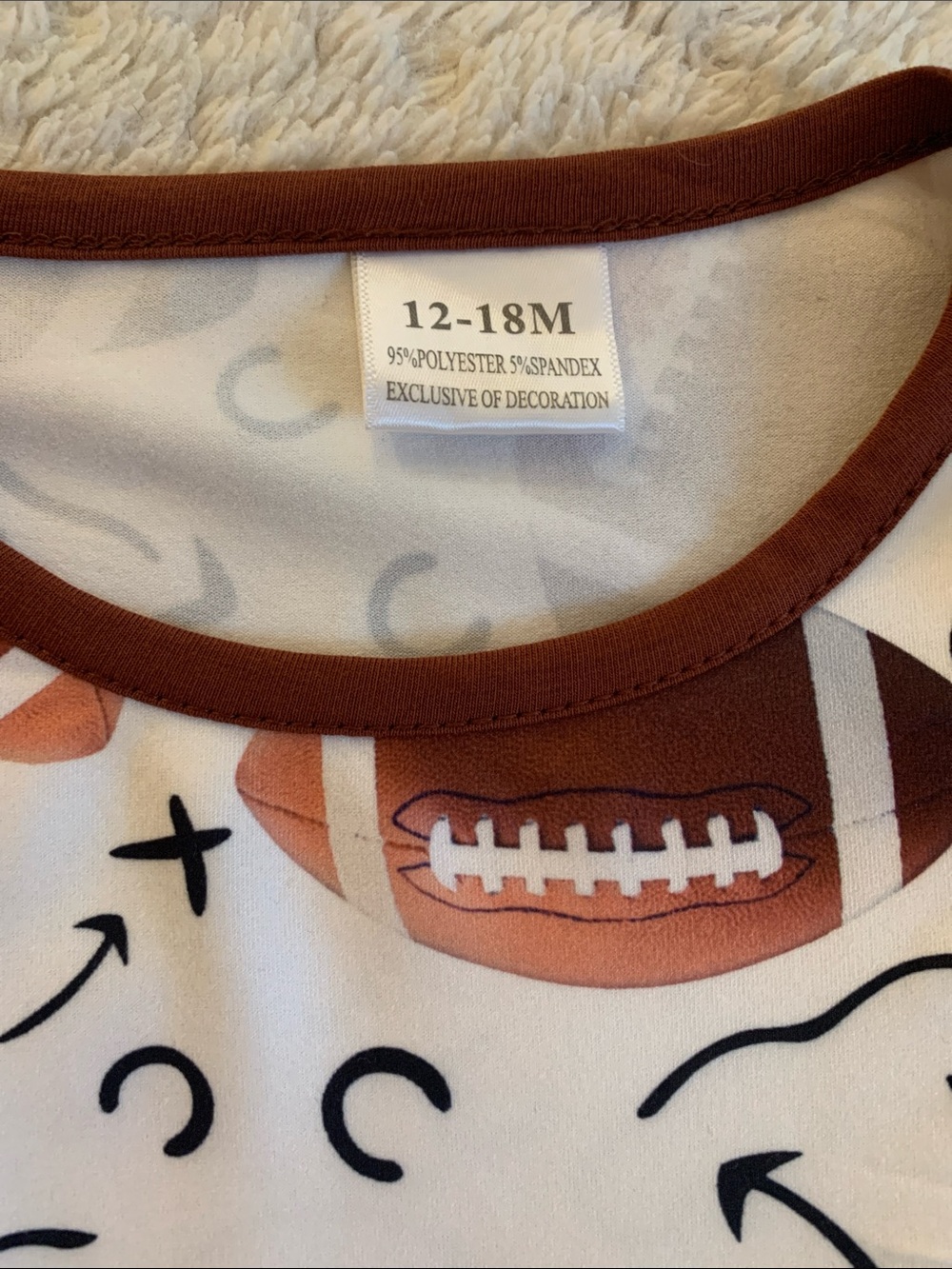 NWOT Rylee Faith Designs Football Ruffle Romper 12-18M - Picture 6 of 8